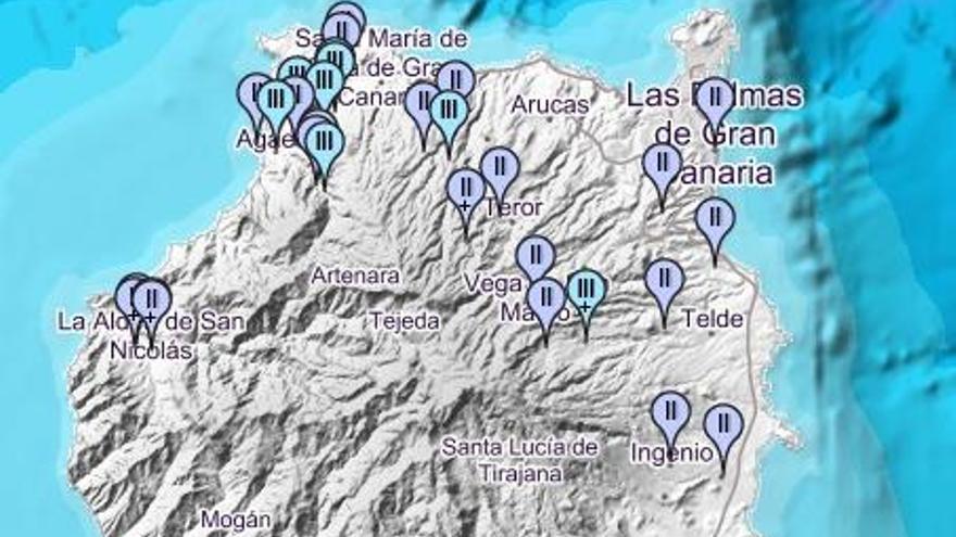 Localidades de Gran Canaria donde fue sentido el terremoto.