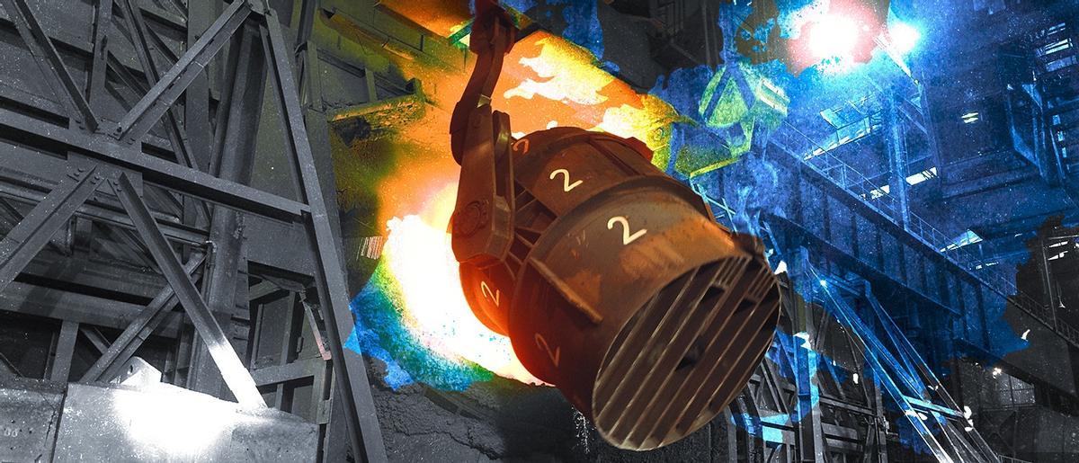 Una cuchara enla acería de Avilés.