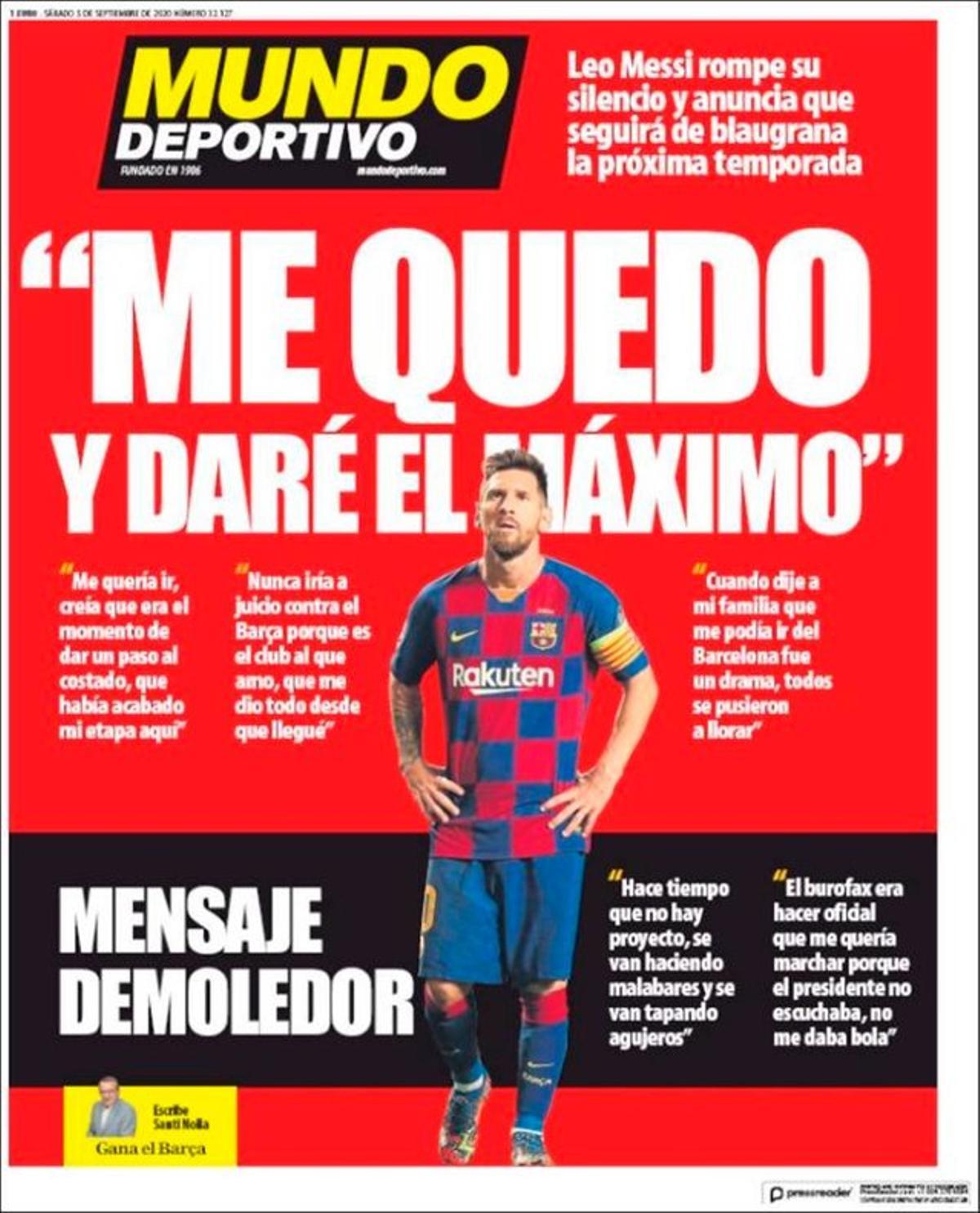 Messi se queda: las portadas de la prensa mundial
