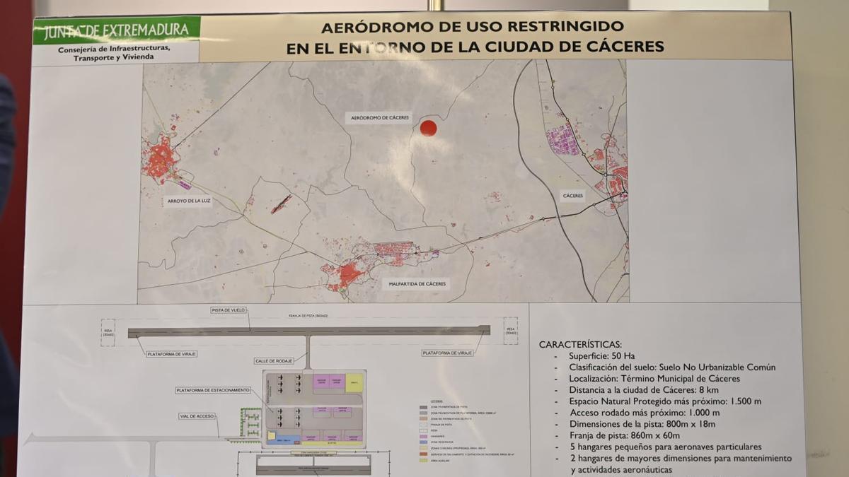 El aeródromo de Cáceres, sobre plano.