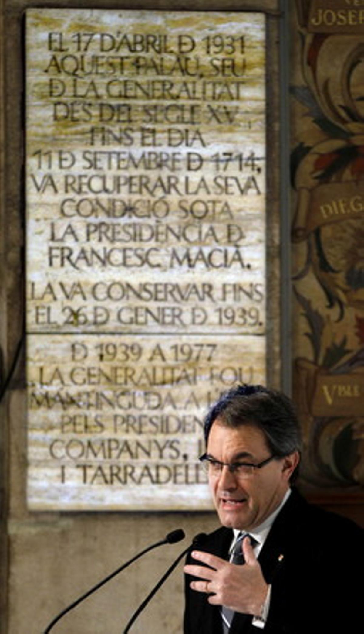 El 'president' Mas, en la presentación de los actos de conmemoración del tricentenario del 11 de septiembre de 1714.