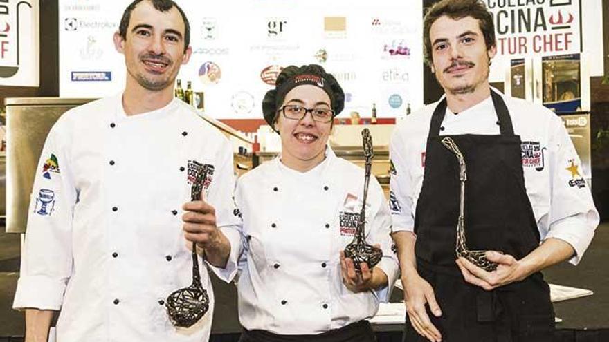 El ganador (d) y los finalistas de Protur Chef 2018.