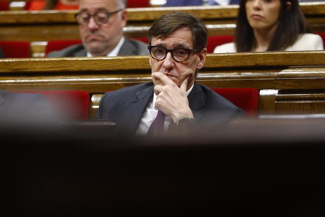 El president de la Generalitat, Salvador Illa, este miércoles en el Parlament.