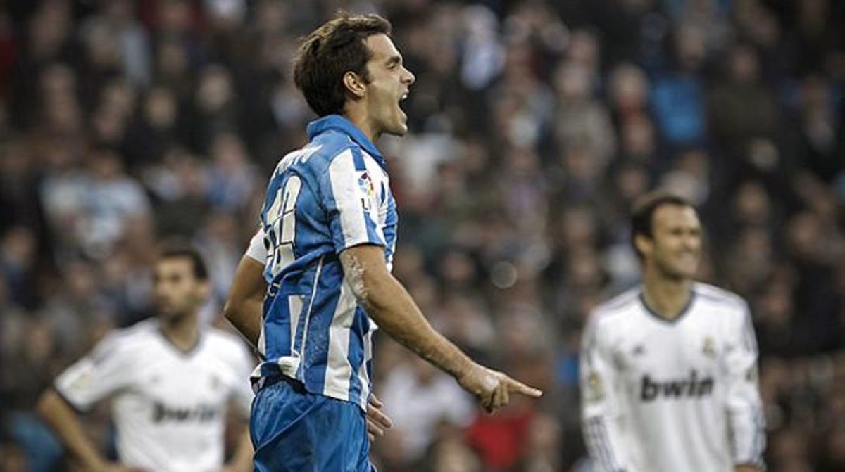 Xabi Prieto celebra un dels seus tres gols al Bernabéu. Xabi Prieto celebra un dels seus tres gols al Bernabéu.