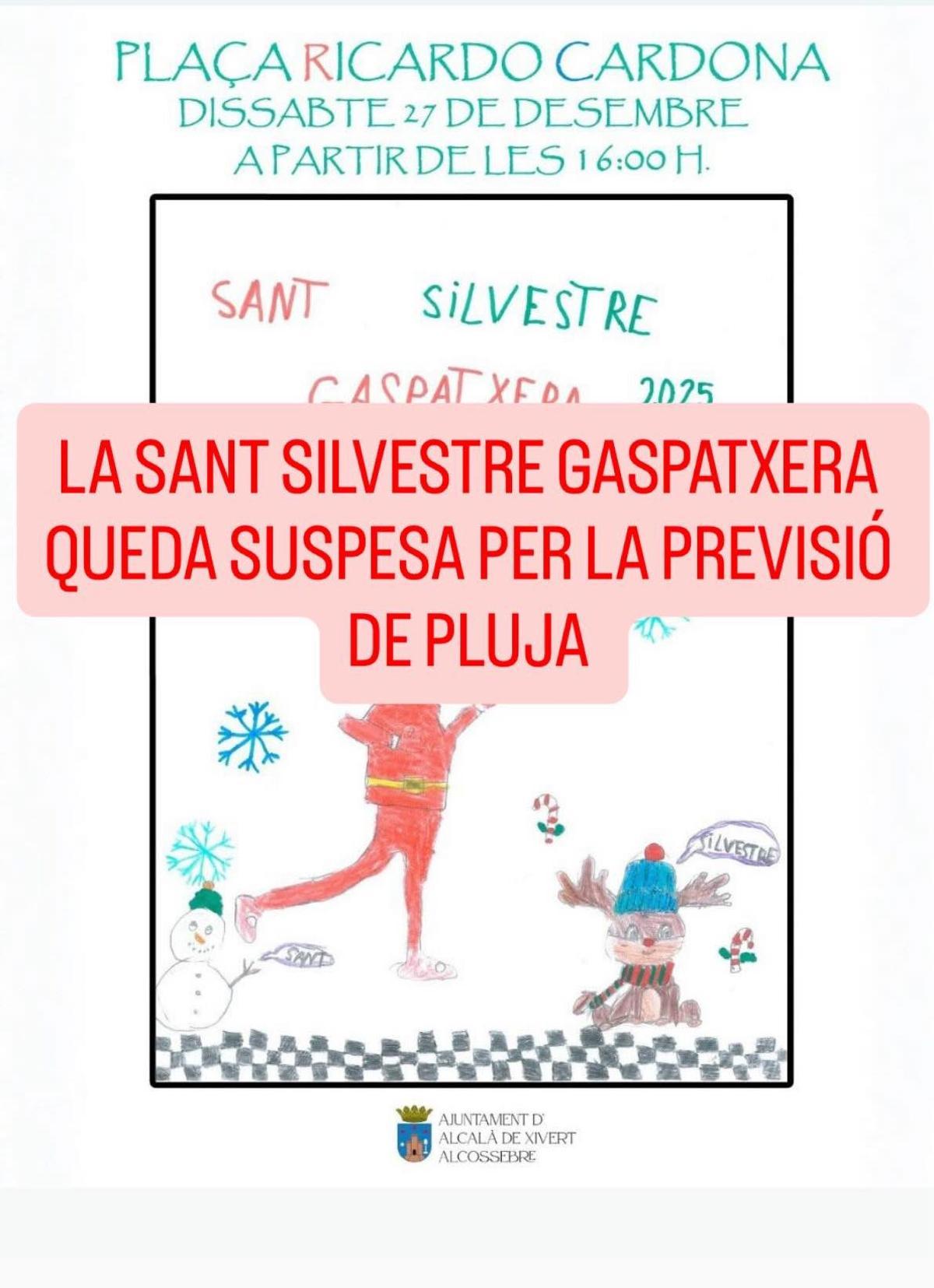 Anuncio de la cancelación de la carrera en el municipio de Alcalà de Xivert.