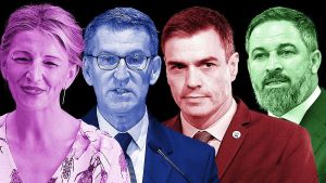 Yolanda Díaz, Alberto Núñez Feijóo, Pedro Sánchez y Santiago Abascal.