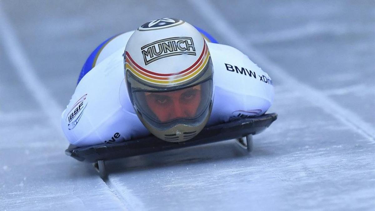 Mirambell durante un descenso en skeleton