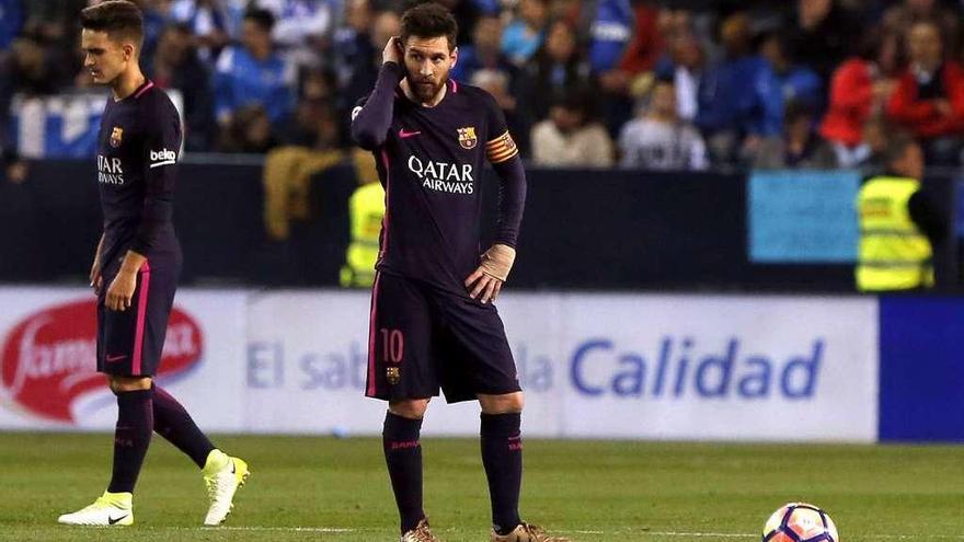 Messi, durante un partido de Liga en Málaga. // Efe