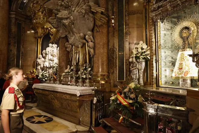La princesa Leonor en la ofrenda a la Virgen del Pilar, en imágenes