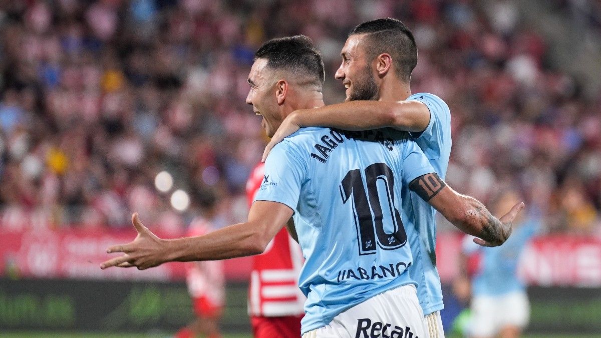 Jugadores del Celta celebran un gol