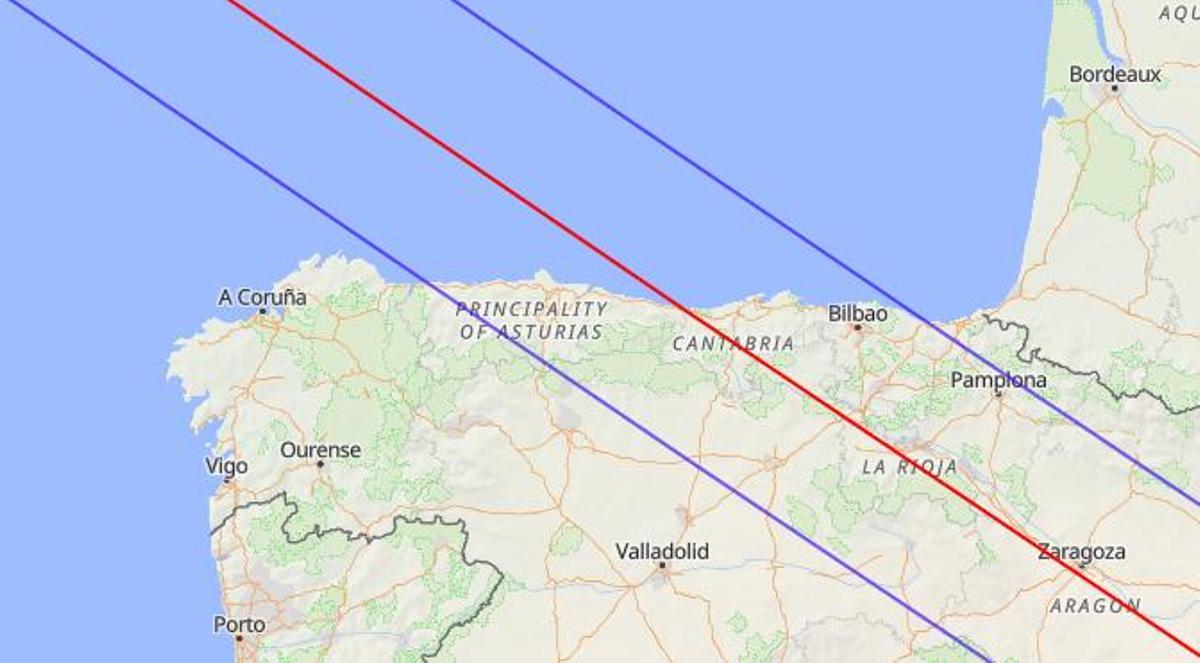 Franja de visibilidad del eclipse del 17 de noviembre de 2180