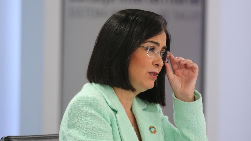 La ministra de Sanidad, Carolina Darias, durante la rueda de prensa posterior al Consejo Interterritorial de Salud