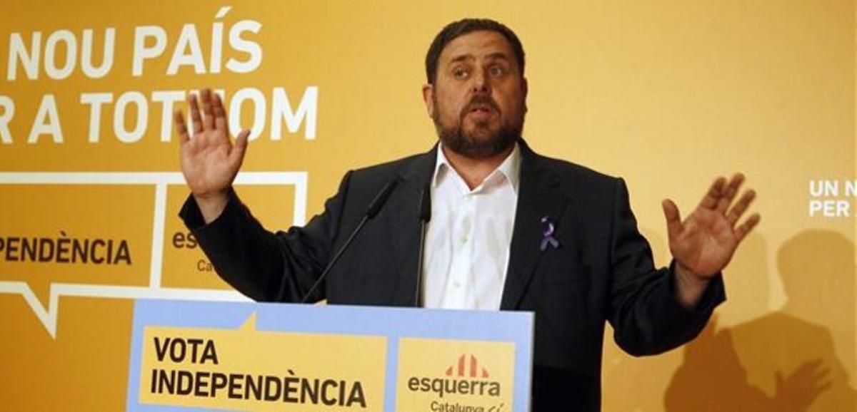 El candidat d’ERC, Oriol Junqueras, la nit electoral. El candidat d’ERC, Oriol Junqueras, la nit electoral.