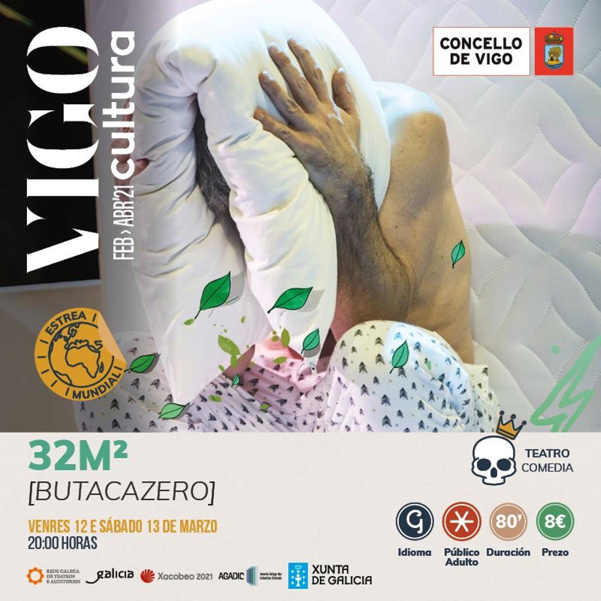 Cartel de &amp;quot;32 M²&amp;quot; de la programación de VigoCultura 2021