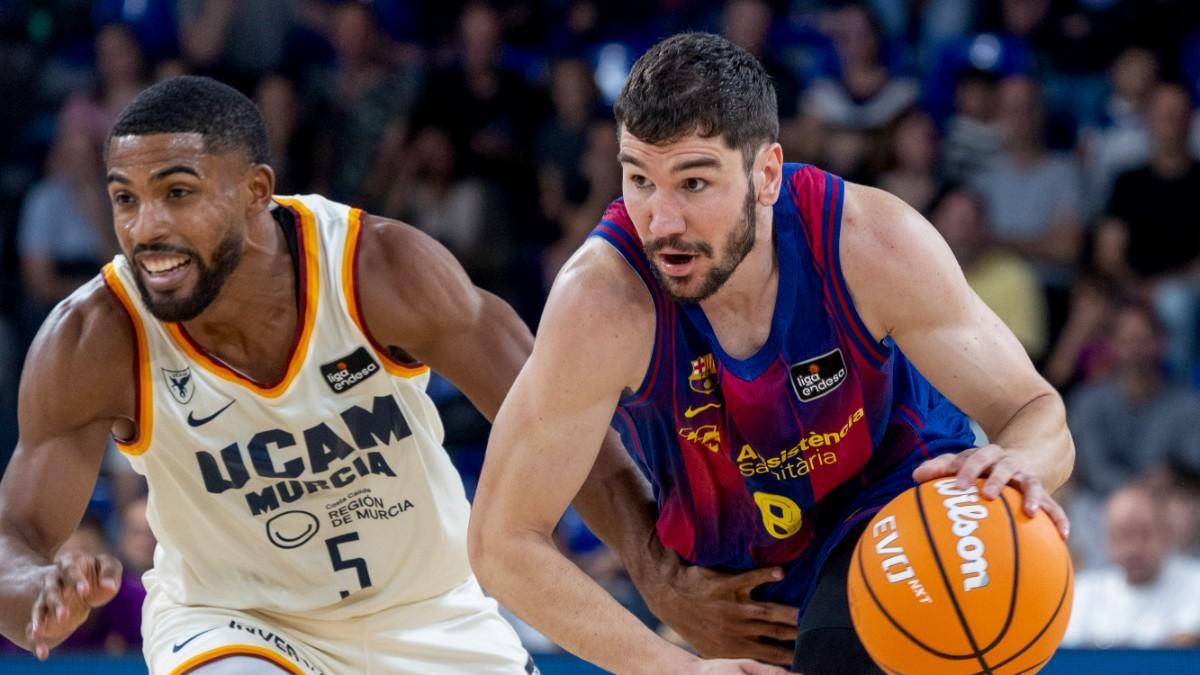 David DeJulius y Darío Brizuela, en el Barça - UCAM de la primera vuelta