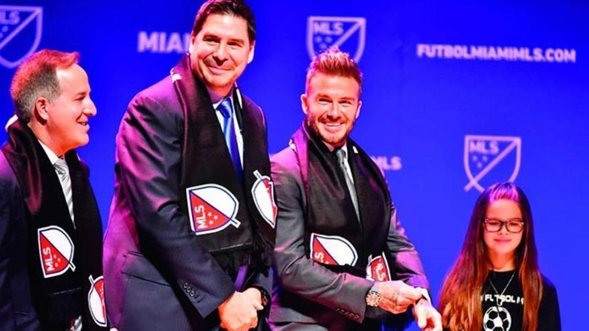 Jorge Mas, Marcelo Claure y David Beckham, en la presentación del Inter de Miami.