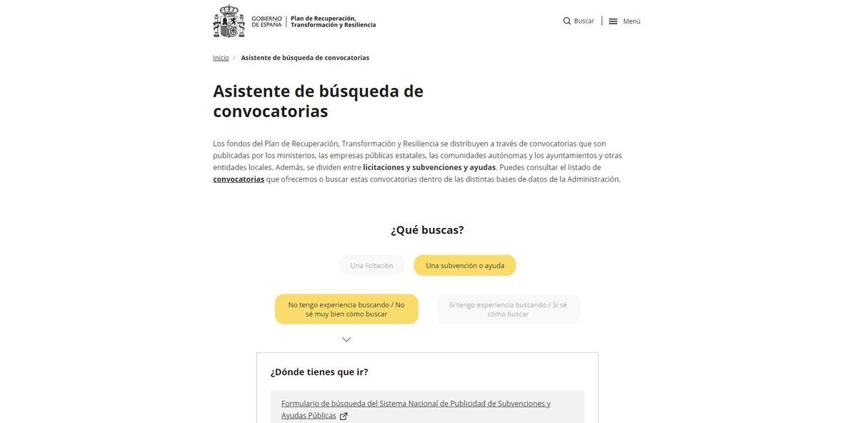 Imagen de la web del Plan de Recuperación, Transformación y Resiliencia del Gobierno.