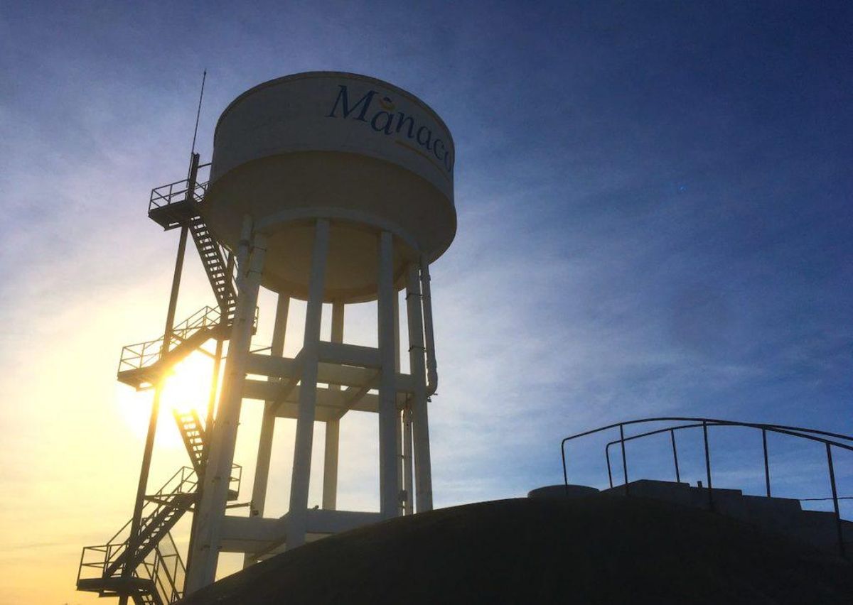 Imagen de un depósito municipal de agua potable en Manacor.