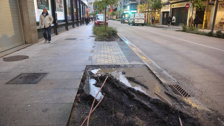 Destrozos en los parterres de San Andrés en A Coruña