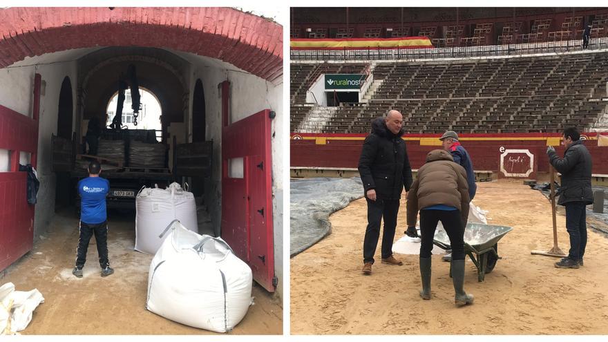 Más de 5.000 kilos de sílice para acondicionar este sábado el ruedo de la plaza de toros de Castelló