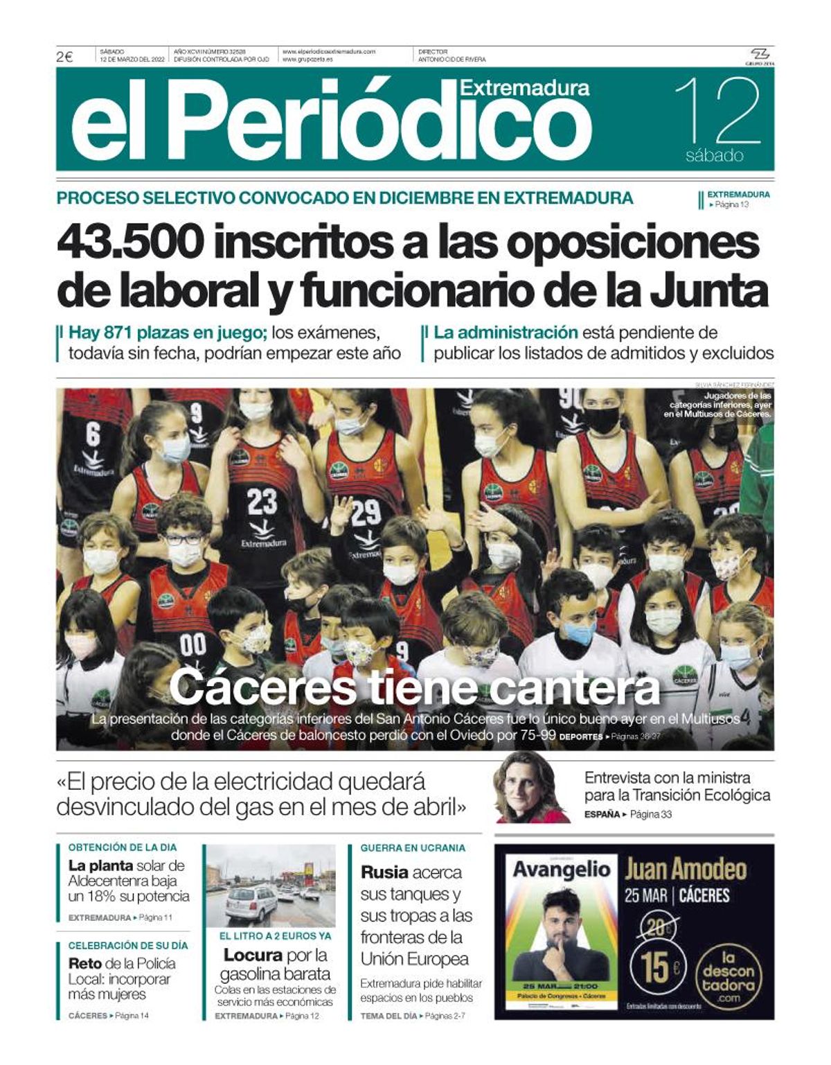 Consulta la portada correspondiente al día 12 de marzo del 2022