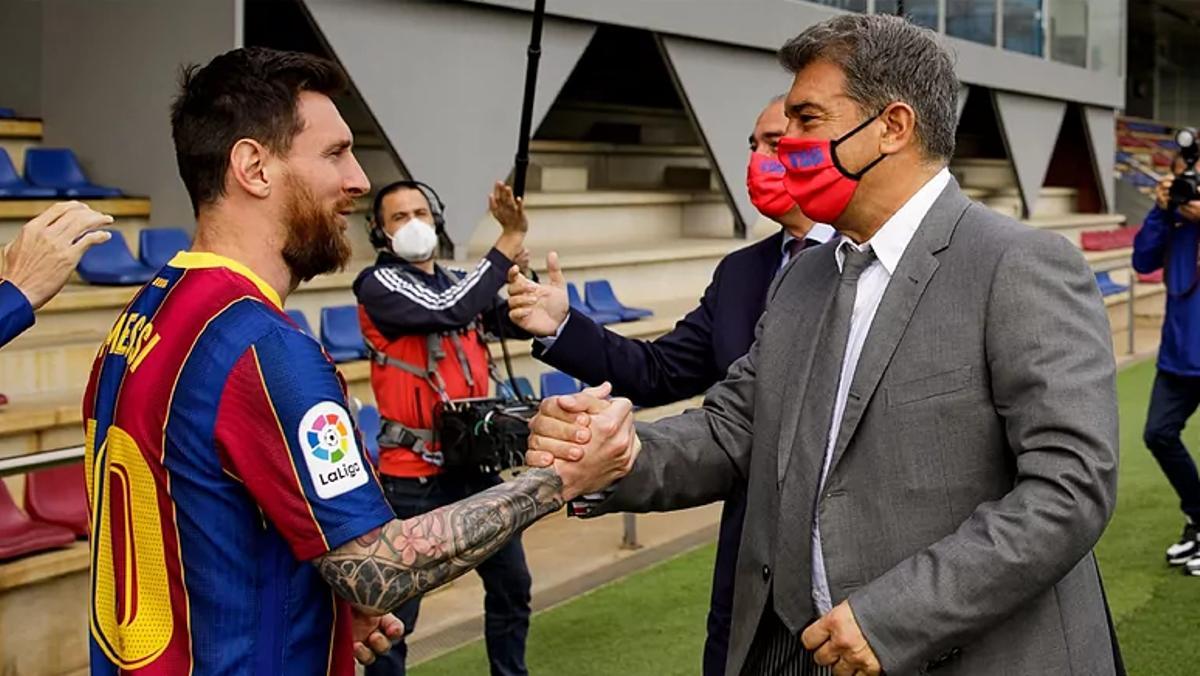 Laporta y Messi, en la Ciutat Esportiva Joan Gamper