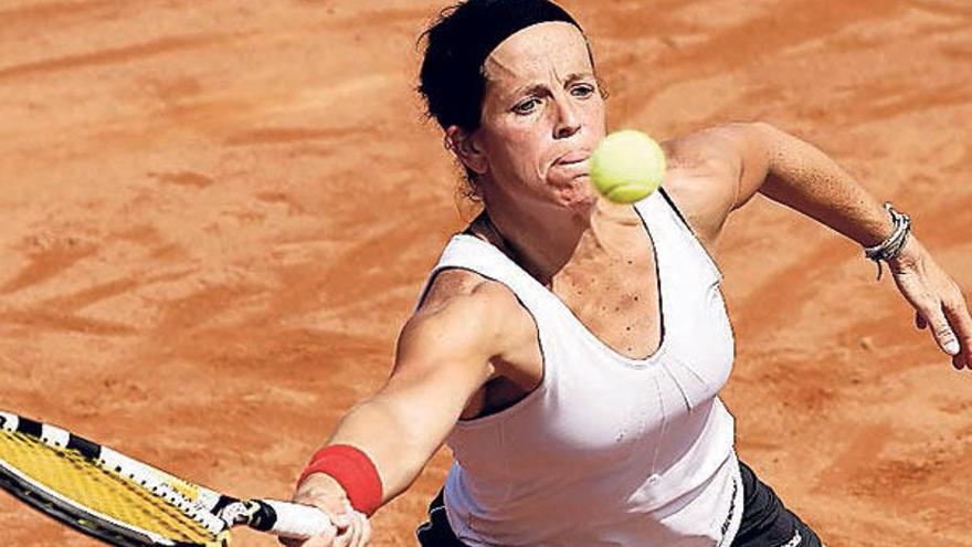 Lourdes Domínguez, en un partido de Copa Federación. // A. Estévez