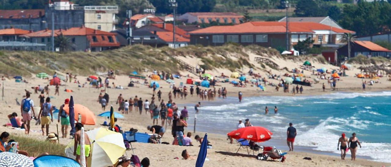 La playa grovense de A Lanzada, el pasado fin de semana.