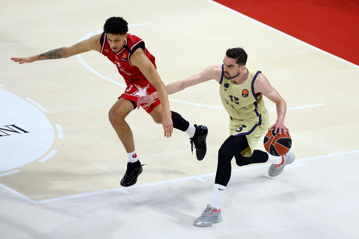 El barcelonista Satoransky, este jueves frente al Olimpia en Milán.
