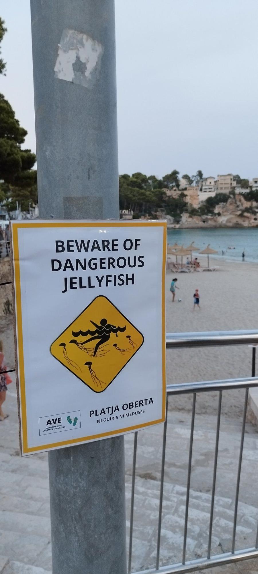 FOTOS | Protesta contra la masificación en las playas de Mallorca: en inglés, "playa cerrada"; en catalán, "playa abierta"