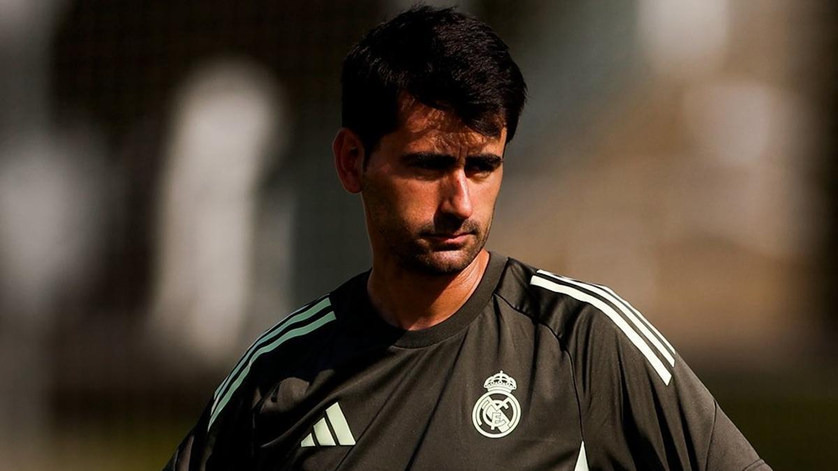 Pau Quesada, en un entrenamiento del Real Madrid