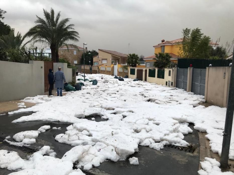 La Ribera cubierta de granizo