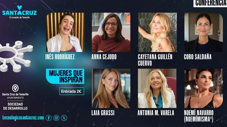 Cartel de las invitadas a las conferencias rápidas que se celebrarán en el MUNA a partir del próximo jueves en Tecnológica Santa Cruz.