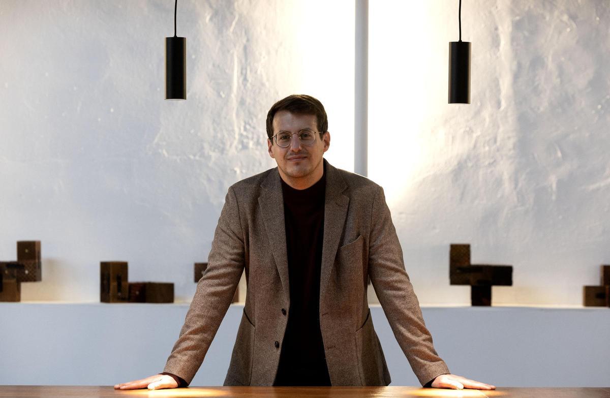 El candidato de CHA a la presidencia de Aragón, Jorge Pueyo, esta semana en el restaurante Gente Rara.