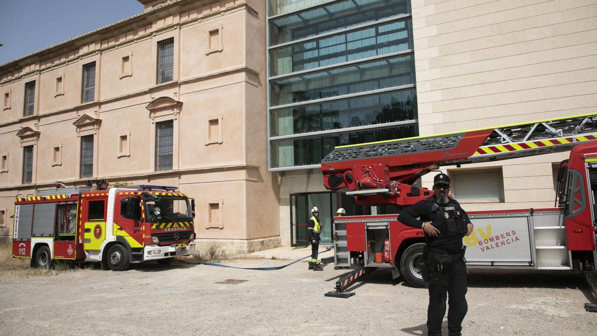 Valencia. Simulacro de incendio en el Museo San Pio V