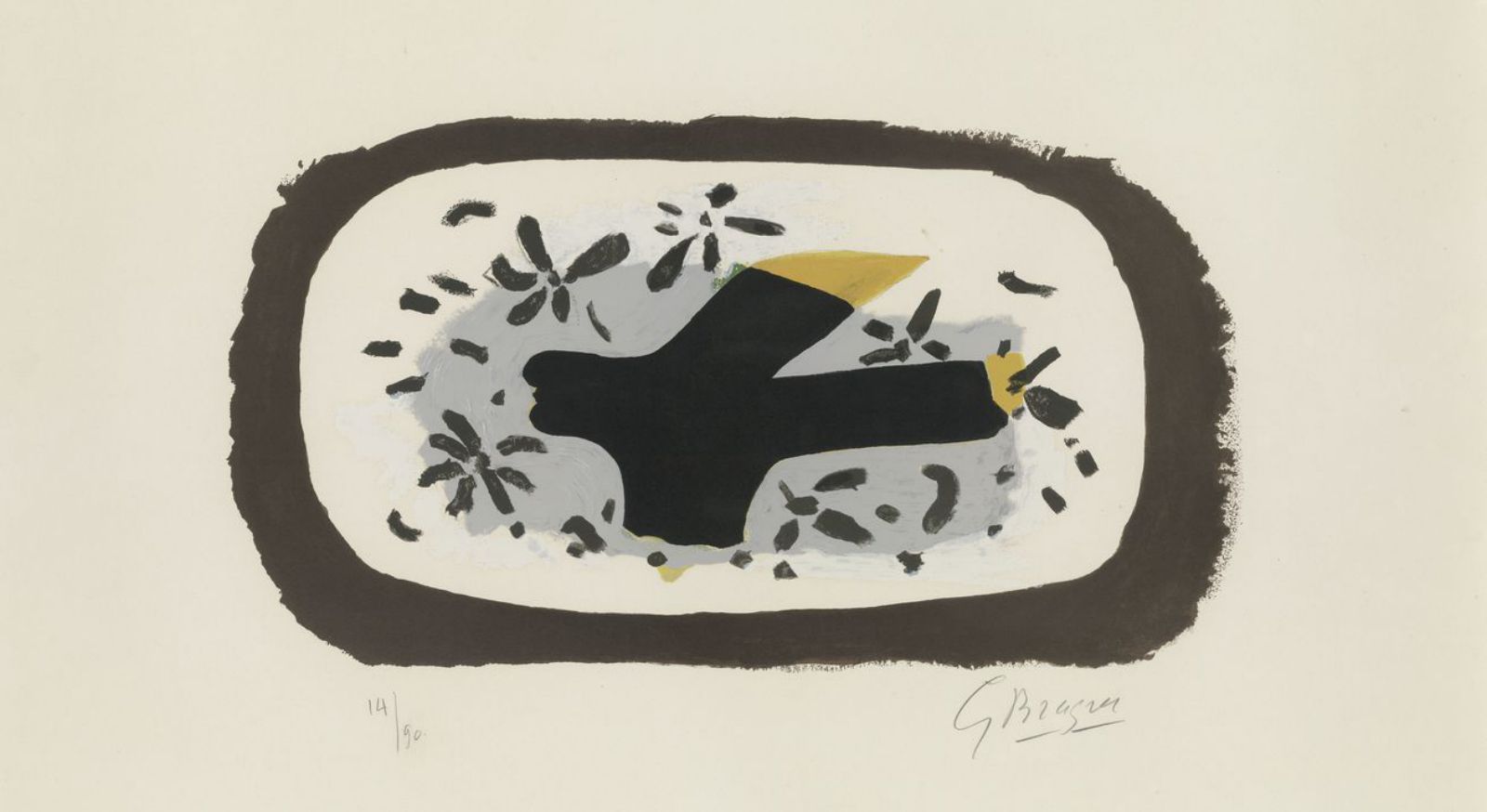 Litografía. “L’oiseau d’octobre”, de Georges Braque. 