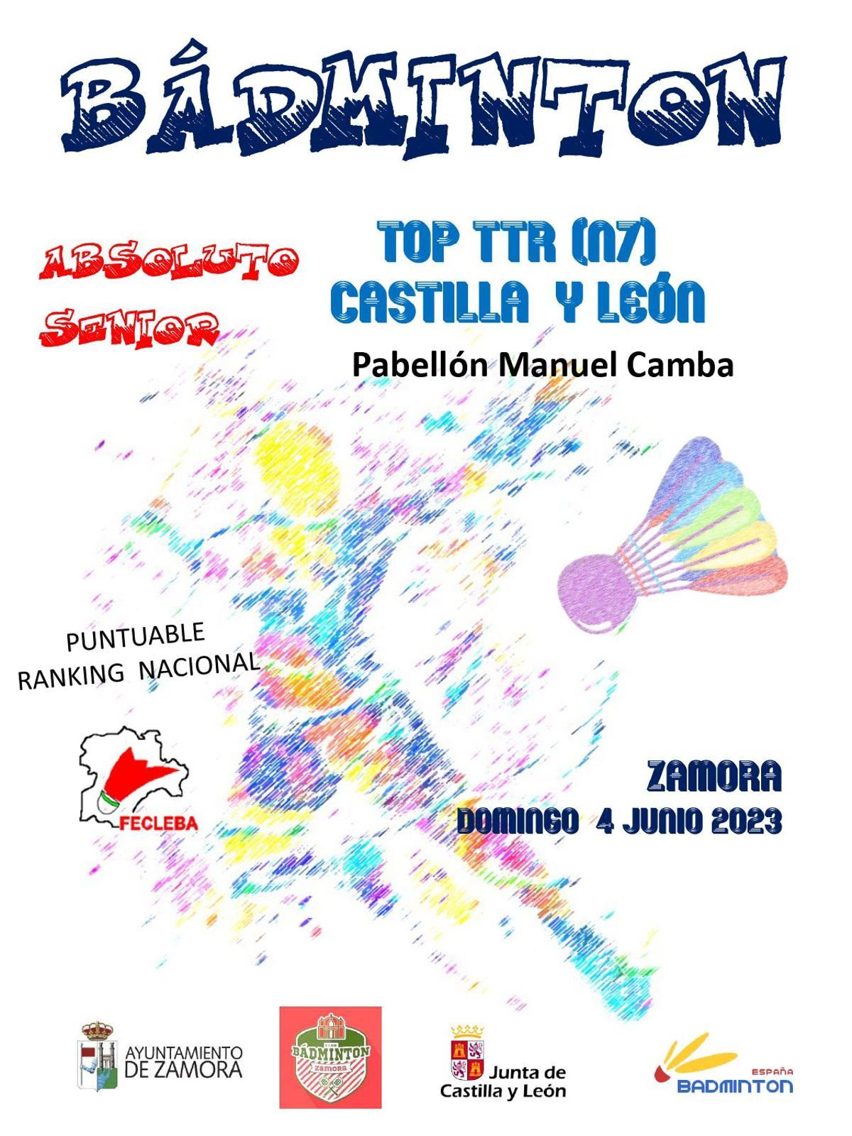 Cartel del torneo de bádminton en Zamora