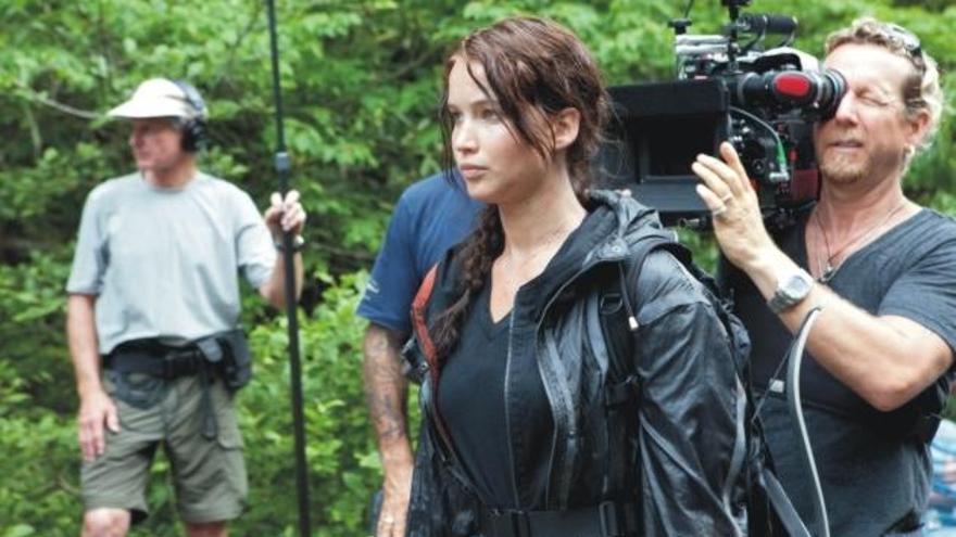 Jennifer Lawrence en el rodaje de la primera película