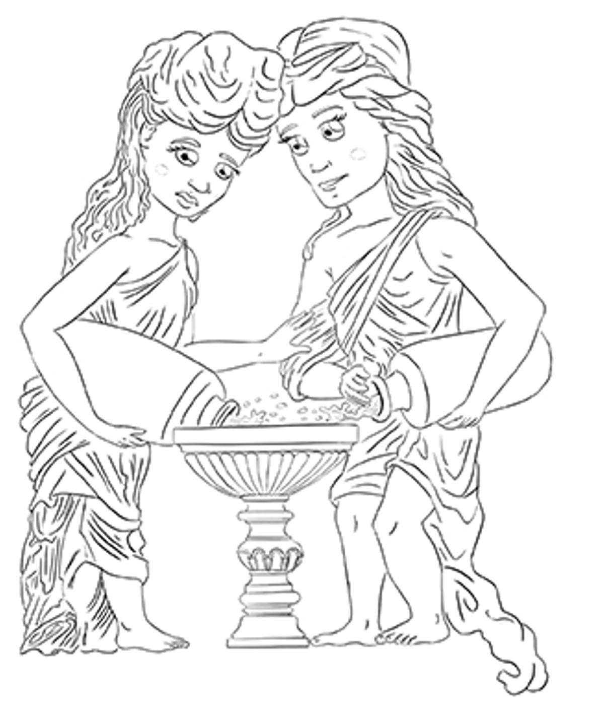 Las figuras femeninas del templete del Estanque del Retiro.