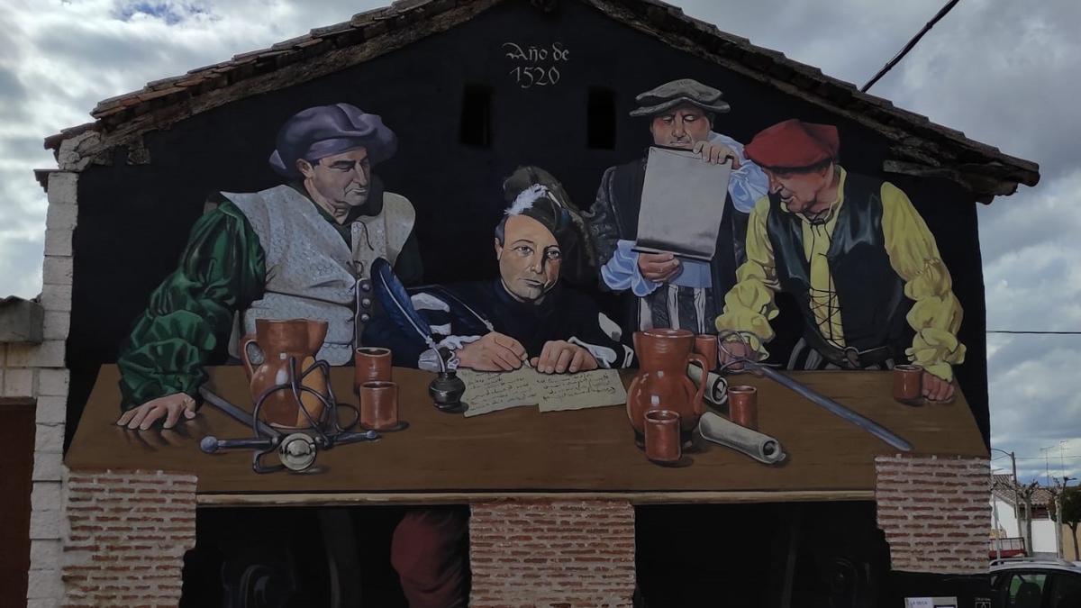 Mural creado por el artista toresano en La Seca para rememorar el Movimiento Comunero