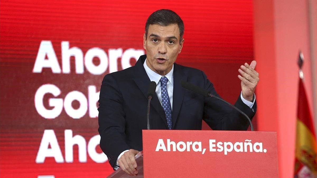 Pedro Sanchez durante el acto de presentaci n del programa electoral del Psoe para las elecciones del 10N