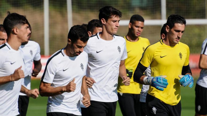 Pablo Pérez, en el entrenamiento celebrado esta mañana en Mareo.