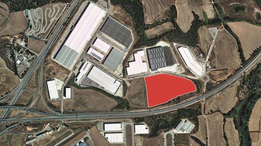 En vermell, la parcel·la que ocuparà ARaymond Tecniacero a Sallent.