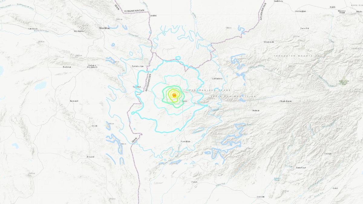 Mapa de la zona afectada por el terremoto de magnitud de 6,2 que ha sacudido el oeste de Afganistán esta mañana.