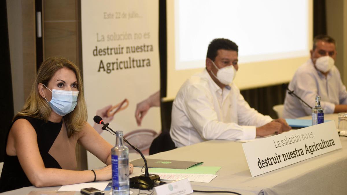 Representantes del sector agrario, ayer.