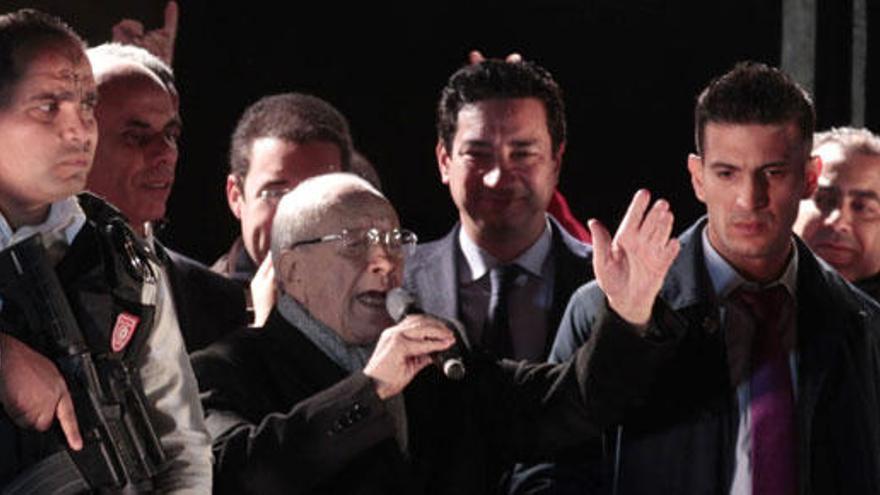 Essebsi durante la noche electoral