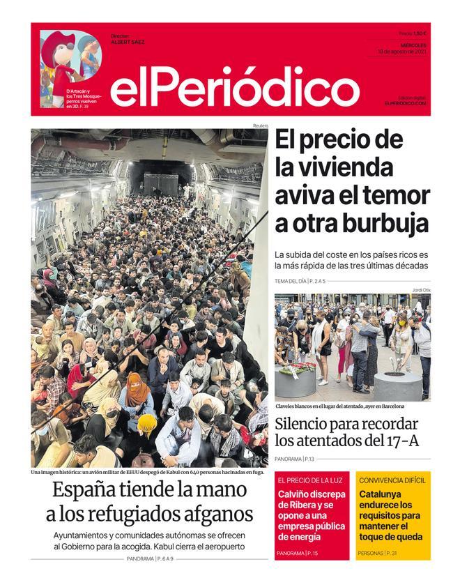La portada d’EL PERIÓDICO del 18 d’agost del 2021