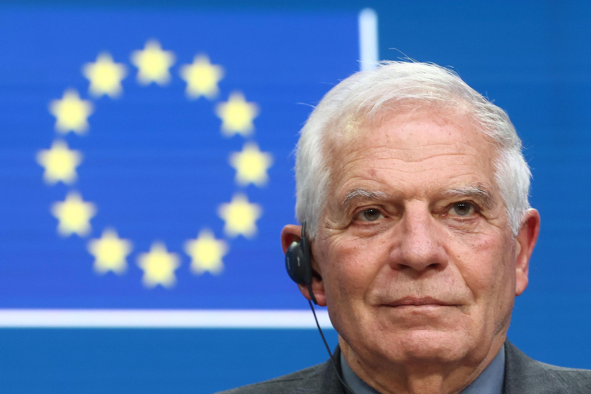 El alto representante de Política Exterior y Seguridad de la UE, Josep Borrell, durante una rueda de prensa.