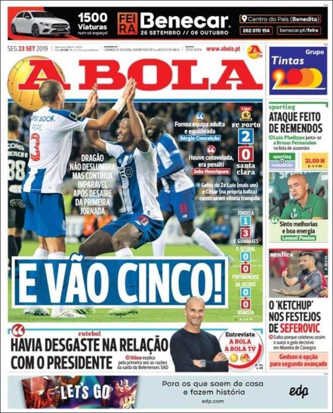 Portada de A Bola del 23 de septiembre de 2019