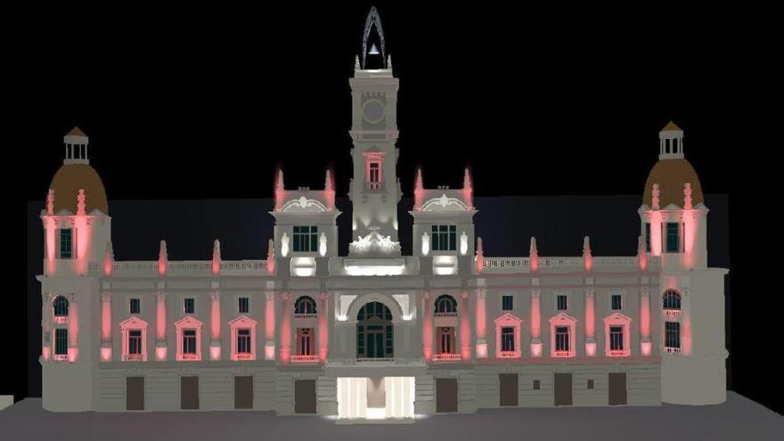 Recreación de la nueva iluminación del ayuntamiento.